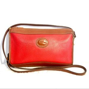 Vintage Leather Crossbody Bag/Purse - Red & Tan